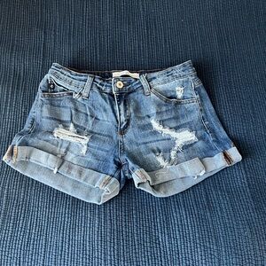 Kancan stretchy denim distressed shorts